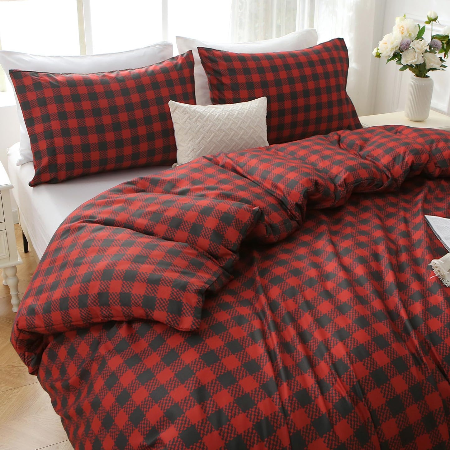 Jollyvogue Queen Size 4 Piece Sheet Set Soft Breathable Bed Sheet Set for Bedroom