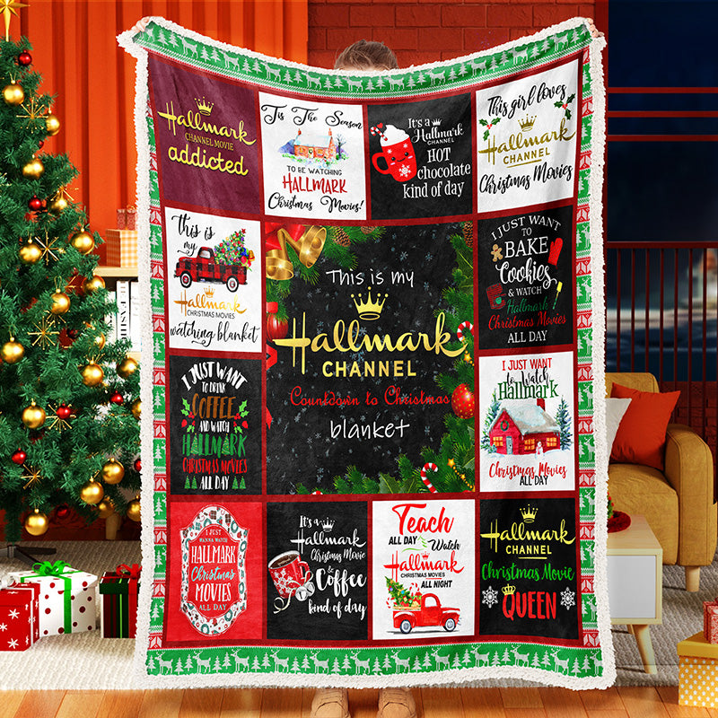 Christmas Pattern Patchwork Memorial Hallmark Blanket Sherpa Fleece blanket