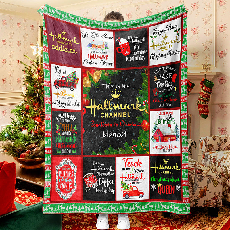 Christmas Pattern Patchwork Memorial Hallmark Blanket Sherpa Fleece blanket