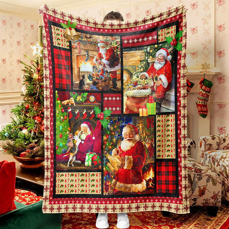 Santa Christmas Blanket Sherpa Fleece Blanket