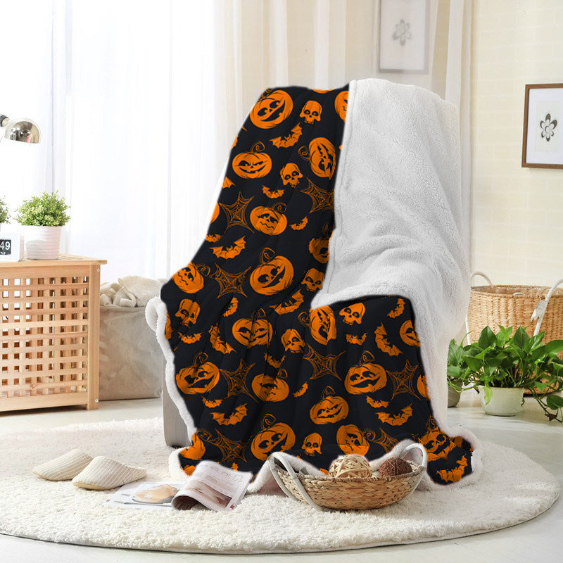 Jollyvogue Halloween Horror Pumpkin Spider Web Halloween Blanket 2022 Soft Sherpa And Fleece Blanket