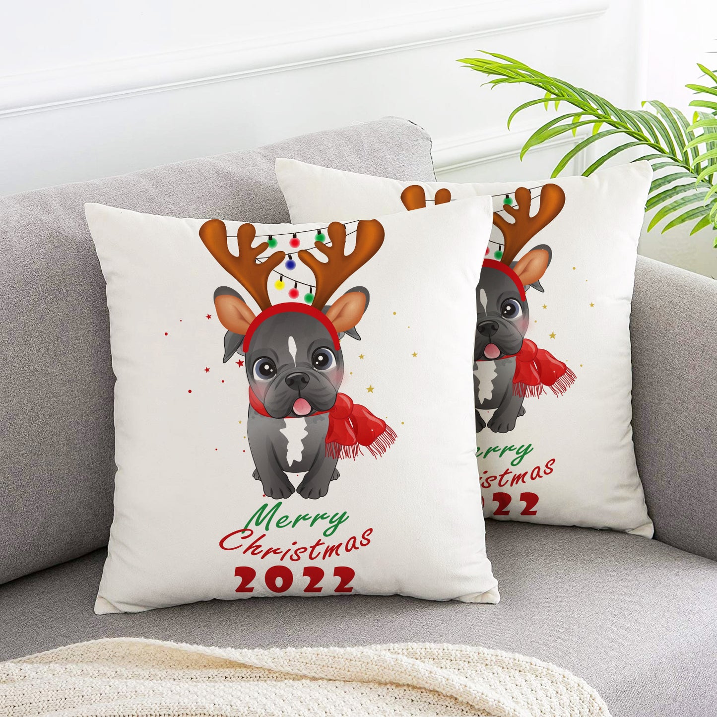 Santa Hat Pet Christmas Memorial pillow covers 2pcs