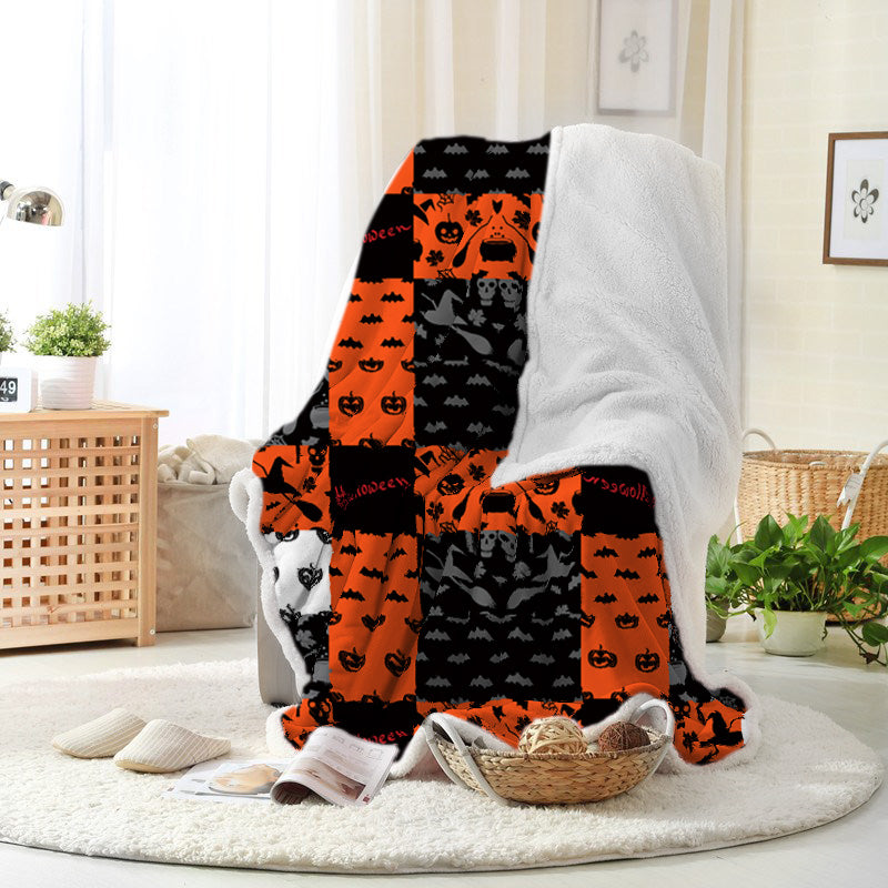 Jollyvogue Halloween Orange Black Stitching Halloween Pumpkin Wizard Hat To Commemorate Halloween Halloween Blanket 2022 Soft Sherpa And Fleece Blanket