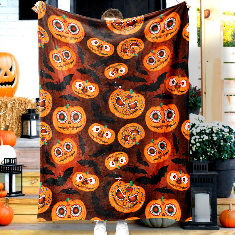 Jollyvogue Halloween Horror Pumpkin Red Eye Bat Spider Web Halloween Blanket 2022 Soft Sherpa And Fleece Blanket