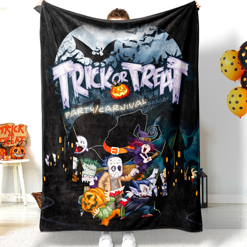 Jollyvogue Halloween Pumpkin Vampire Witch Bat Trick Or Treat Commemorate Halloween Blanket 2022 Soft Sherpa And Fleece Blanket