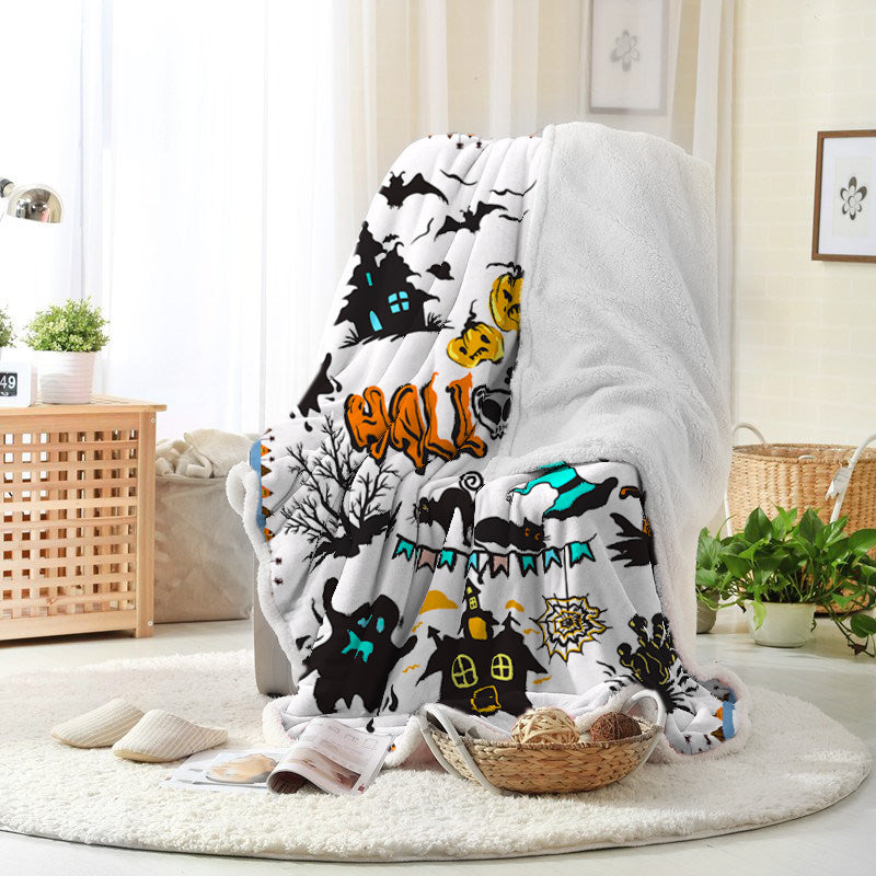 Jollyvogue Halloween Twisted Cartoon Ghost Pumpkin Evil Castle Tombstone Halloween Memorial Halloween Blanket 2022 Soft Sherpa And Fleece Blanket