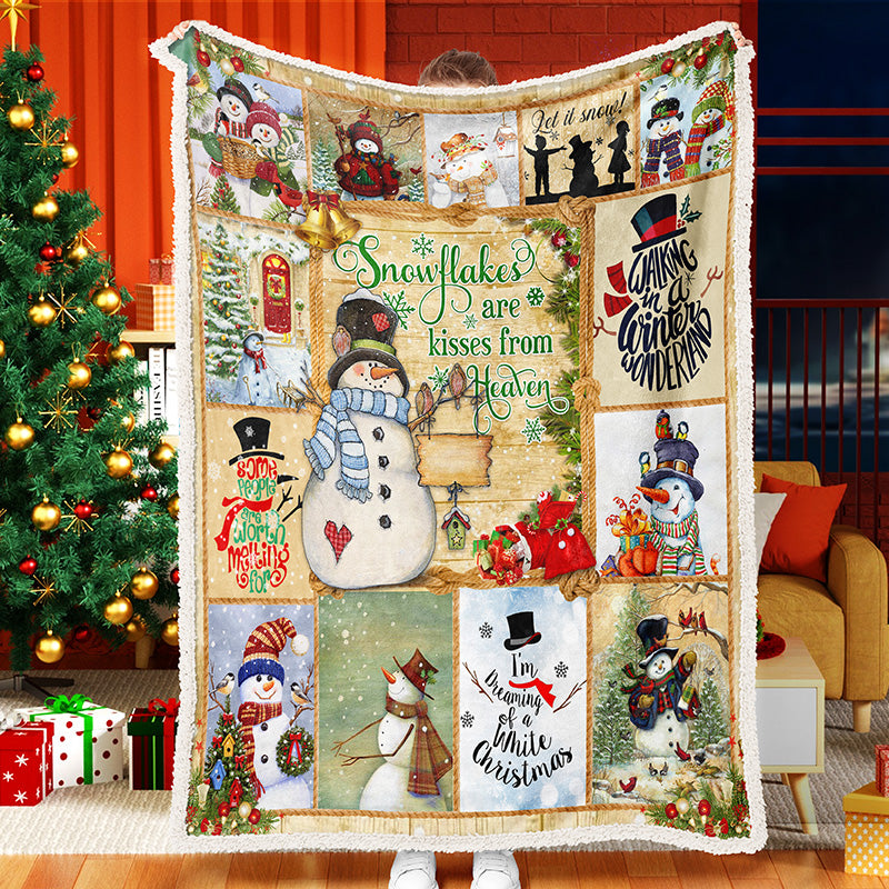 Snowman Gift Love Christmas Fleece Sherpa Blanket Christmas Gift Celebration Christmas Blanket Fleece Sherpa Blanket Snowman Quilt