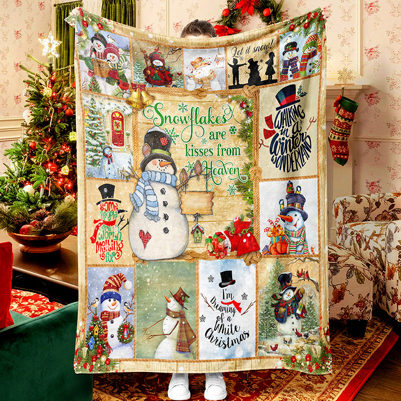 Snowman Gift Love Christmas Fleece Sherpa Blanket Christmas Gift Celebration Christmas Blanket Fleece Sherpa Blanket Snowman Quilt