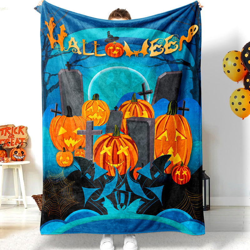 Jollyvogue Halloween Tombstone Pumpkin Celebrating Halloween Halloween Blanket 2022 Soft Sherpa And Fleece Blanket