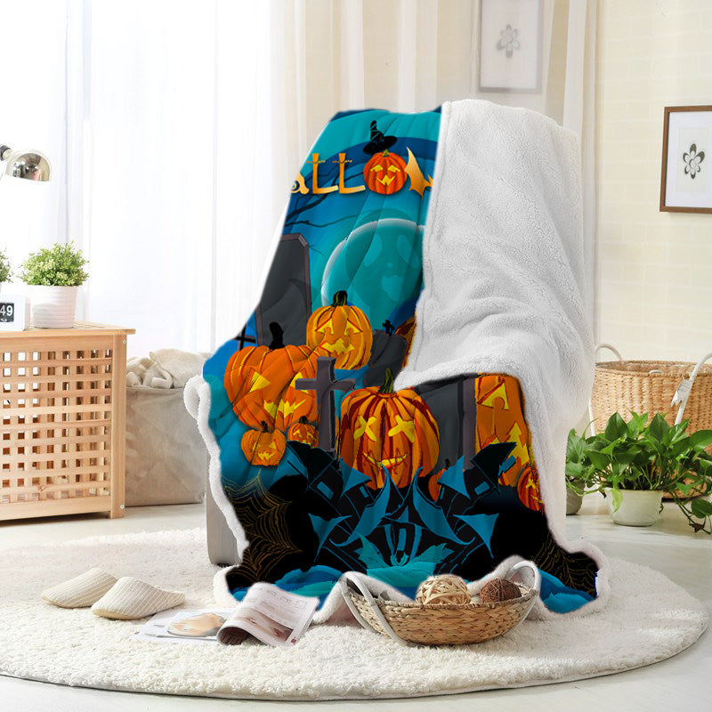 Jollyvogue Halloween Tombstone Pumpkin Celebrating Halloween Halloween Blanket 2022 Soft Sherpa And Fleece Blanket