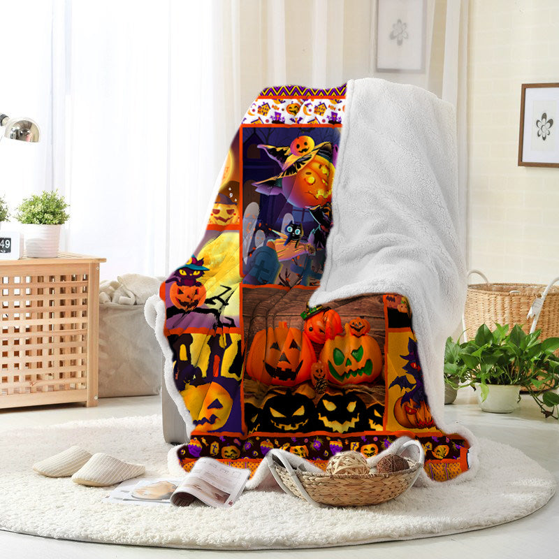Jollyvogue Halloween Pumpkin Black Cat Castle Halloween Theme Celebration Holiday Halloween Blanket 2022 Soft Sherpa And Fleece Blanket