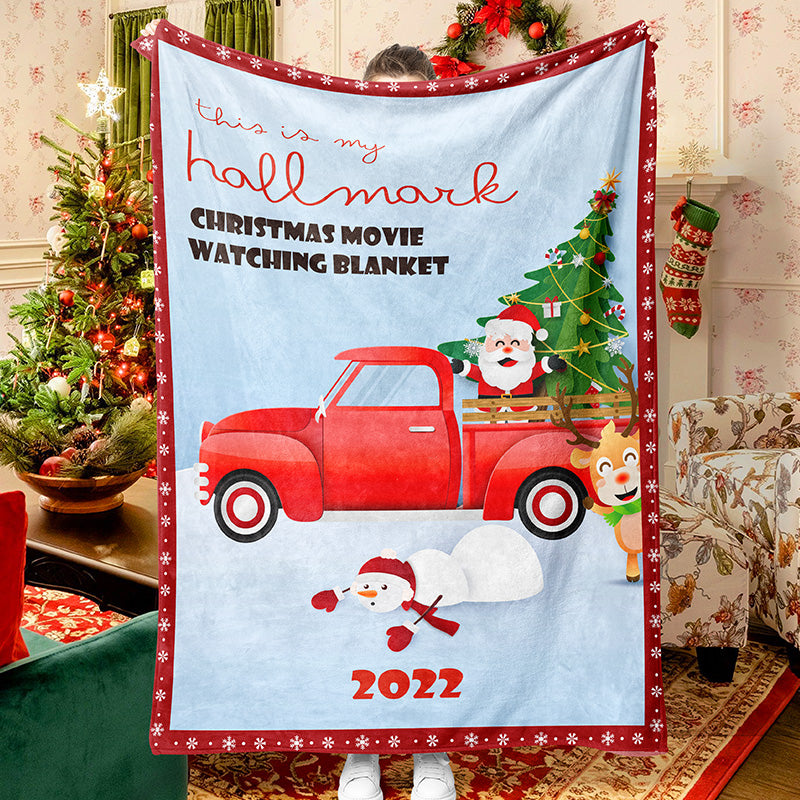 Santa With Truck Celebration Blanket Snowman Quilt