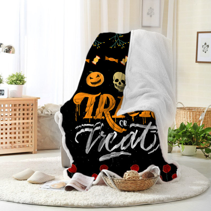 Halloween Pumpkin Skull Trick Or Treat Halloween Blanket