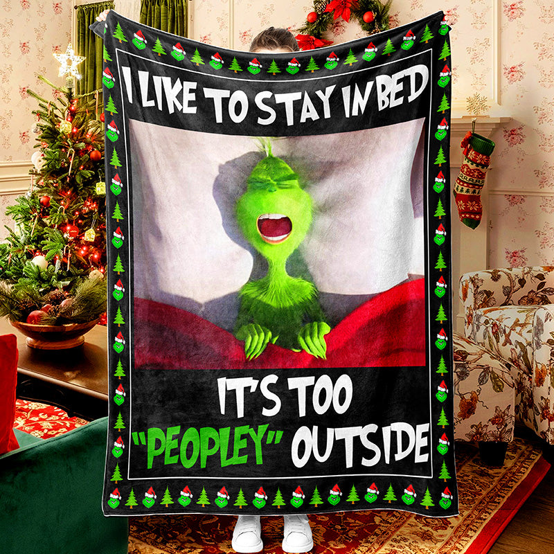 Grinch I Want To Stay In Bed Christmas Present Fleece Sherpa Blanket Grinch That Stole Christmas