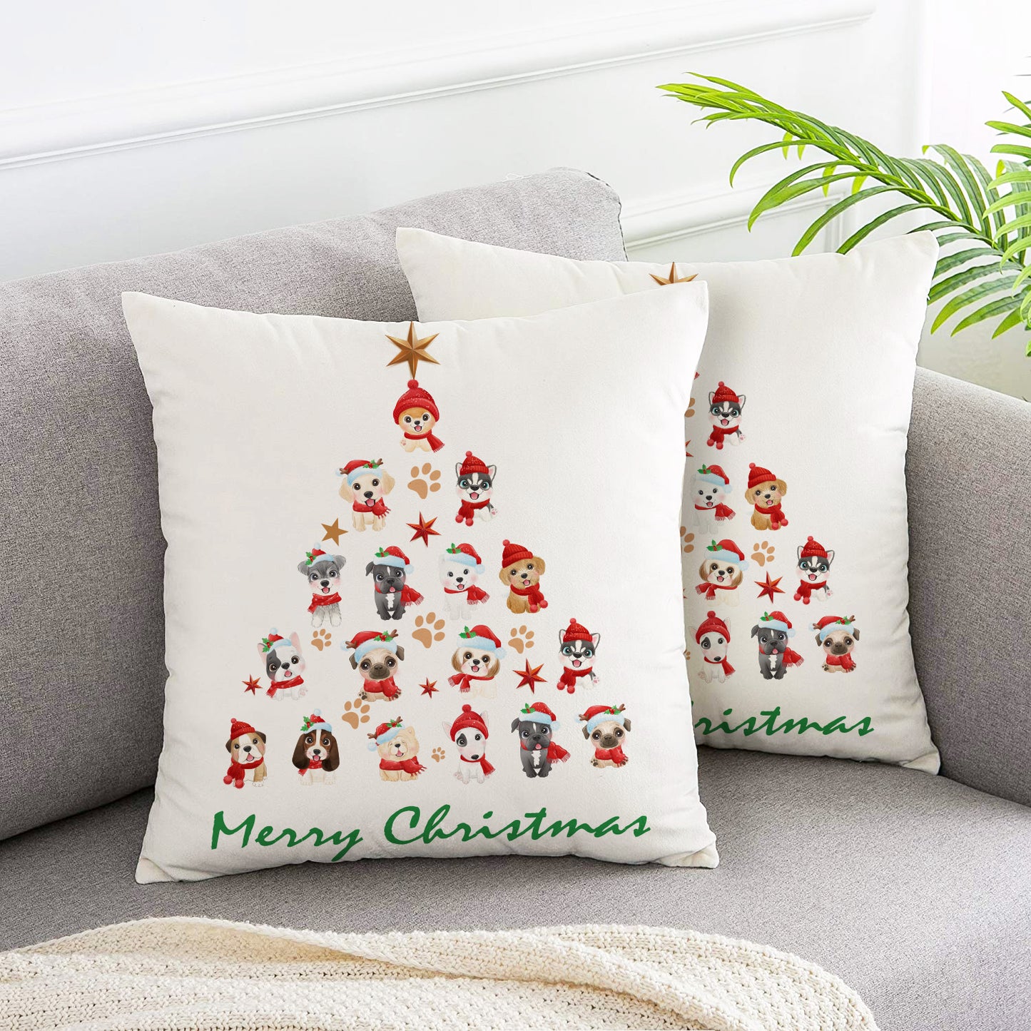 Pet christmas tree cute christmas pillow covers 2pcs