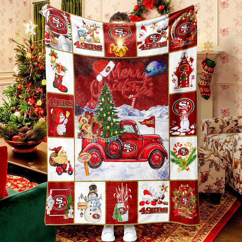 Red Christmas Truck Christmas Tree Snowman Christmas Stockings To Celebrate Christmas Fleece Sherpa Blanket Snowman Quilt