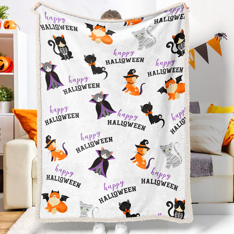 Halloween Wizard Kitten Happy Halloween Mummy Kitten Wizard Hat Halloween Blanket