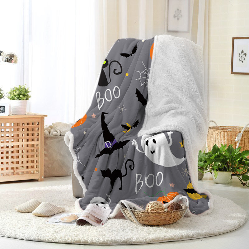 Halloween Ghost Black Cat Pumpkin Halloween Blanket