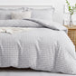 JOLLYVOGUE Queen Size Striped Duvet Cover Set, 3 Pieces Soft Microfiber Bedding with Zipper Closure & 8 Corner Ties
