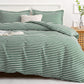 JOLLYVOGUE Queen Size Striped Duvet Cover Set, 3 Pieces Soft Microfiber Bedding with Zipper Closure & 8 Corner Ties