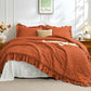 JOLLYVOGUE Comforter Set, 3 Pieces Seersucker Lightweight Oeko-TEX Certified Bedding Set, All Season Fluffy Microfiber Bedding Comforter Set with 1 Ruffle Comforter and 2 Ruffle Pillowshams