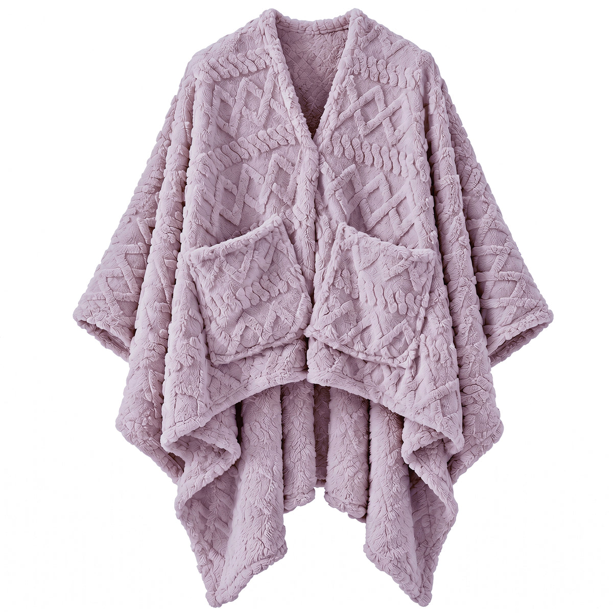 JOLLYVOGUE Wearable Blanket for Adults, Cozy Fleece Poncho with 2 Pockets