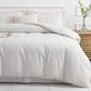 JOLLYVOGUE Queen Size Dark Gray Vertical Striped Duvet Cover Set, 3 Pieces Soft Microfiber Bedding with Zipper Closure & 8 Corner Tie