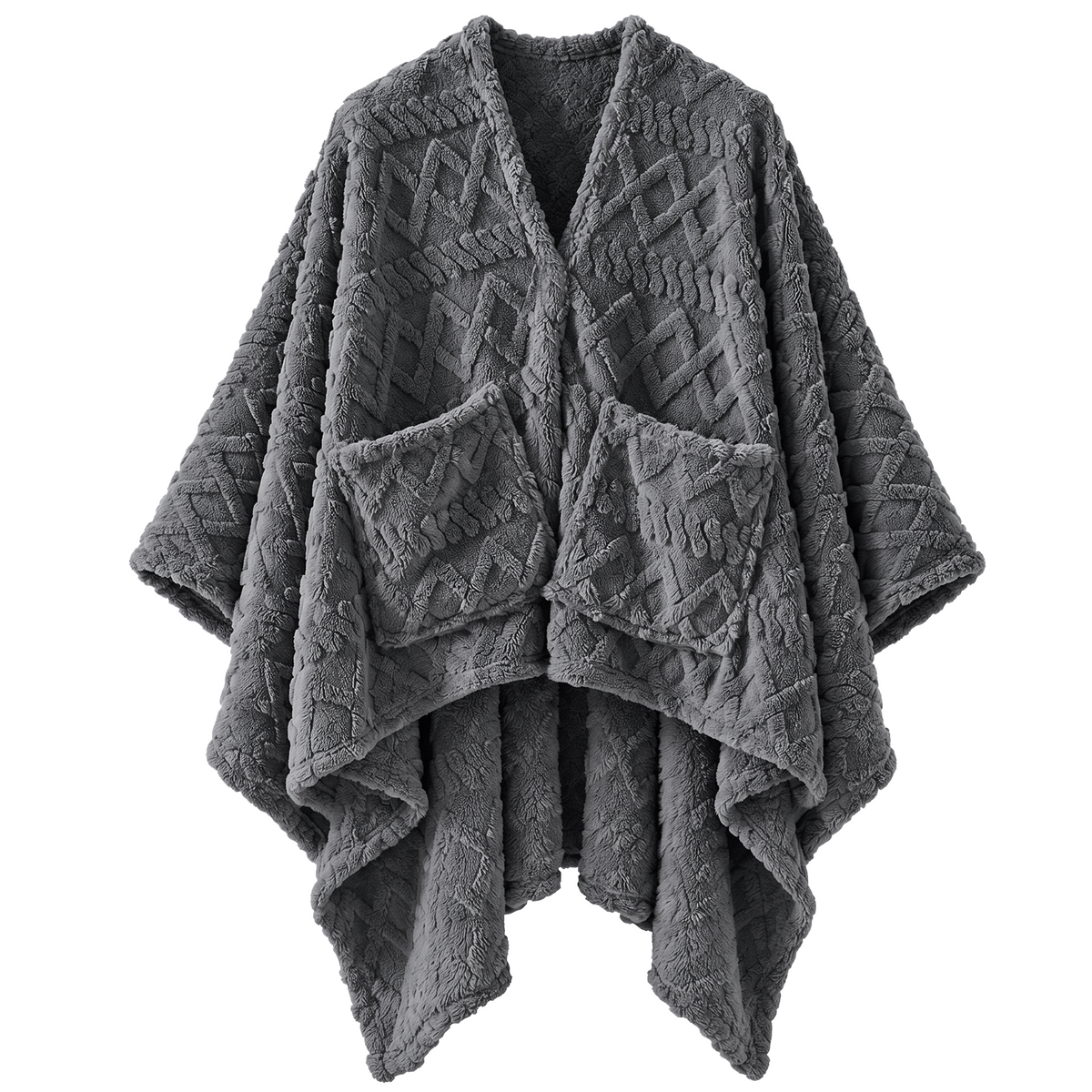 JOLLYVOGUE Wearable Blanket for Adults, Cozy Fleece Poncho with 2 Pockets