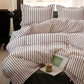 JOLLYVOGUE Queen Size Striped Duvet Cover Set, 3 Pieces Soft Microfiber Bedding with Zipper Closure & 8 Corner Ties