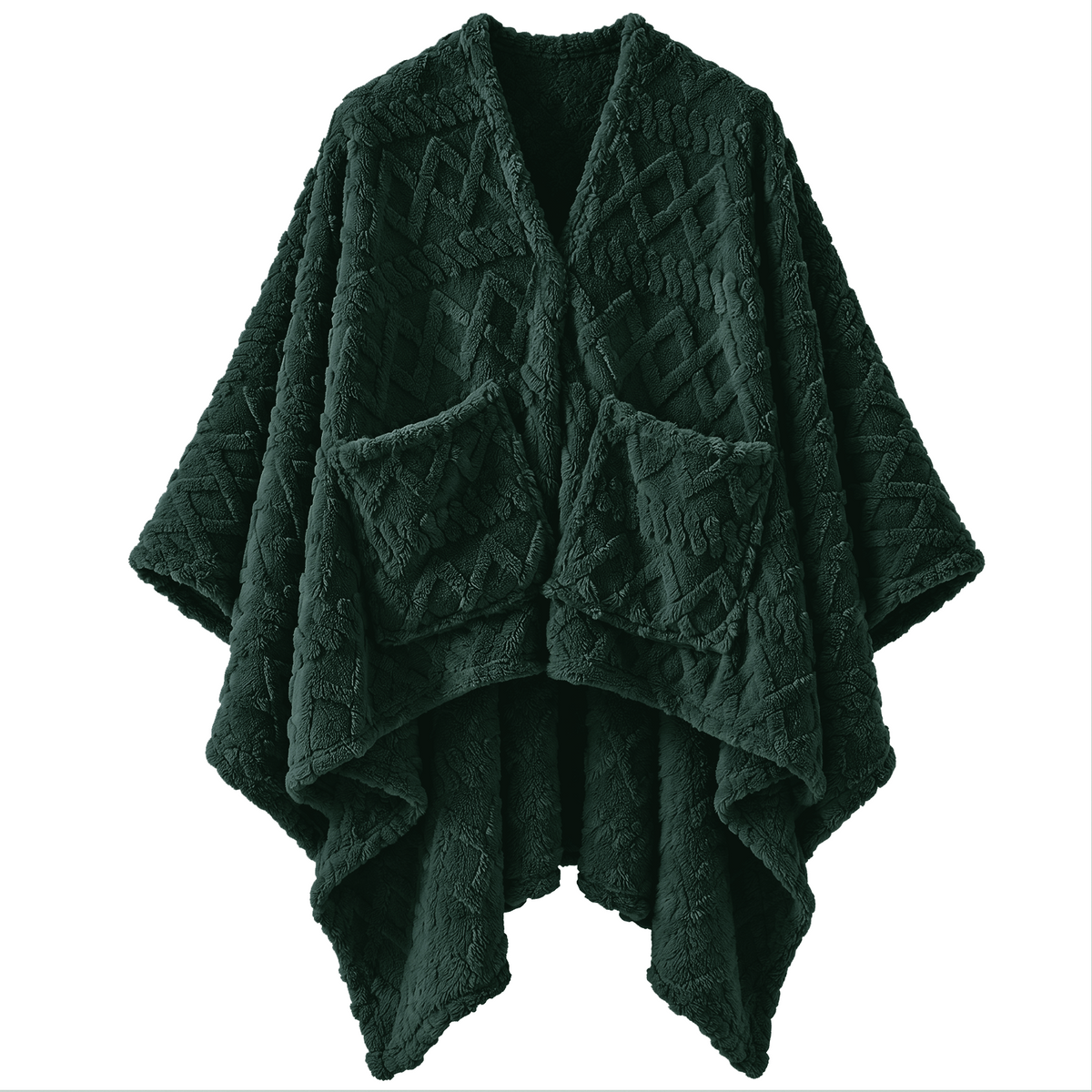 JOLLYVOGUE Wearable Blanket for Adults, Cozy Fleece Poncho with 2 Pockets