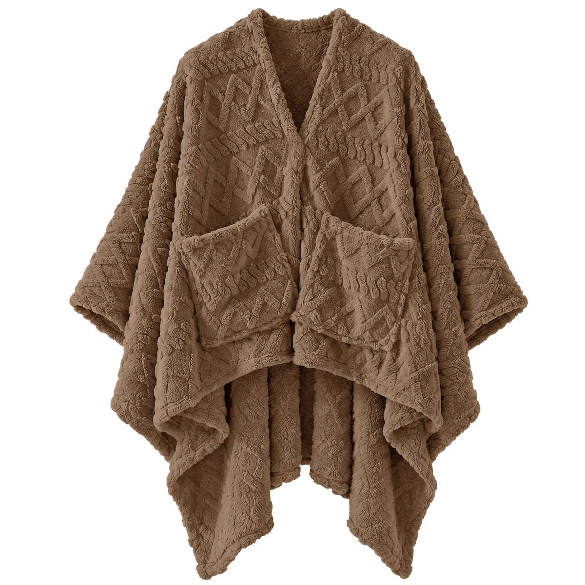 JOLLYVOGUE Wearable Blanket for Adults, Cozy Fleece Poncho with 2 Pockets