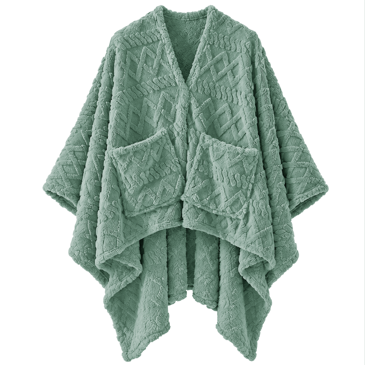JOLLYVOGUE Wearable Blanket for Adults, Cozy Fleece Poncho with 2 Pockets