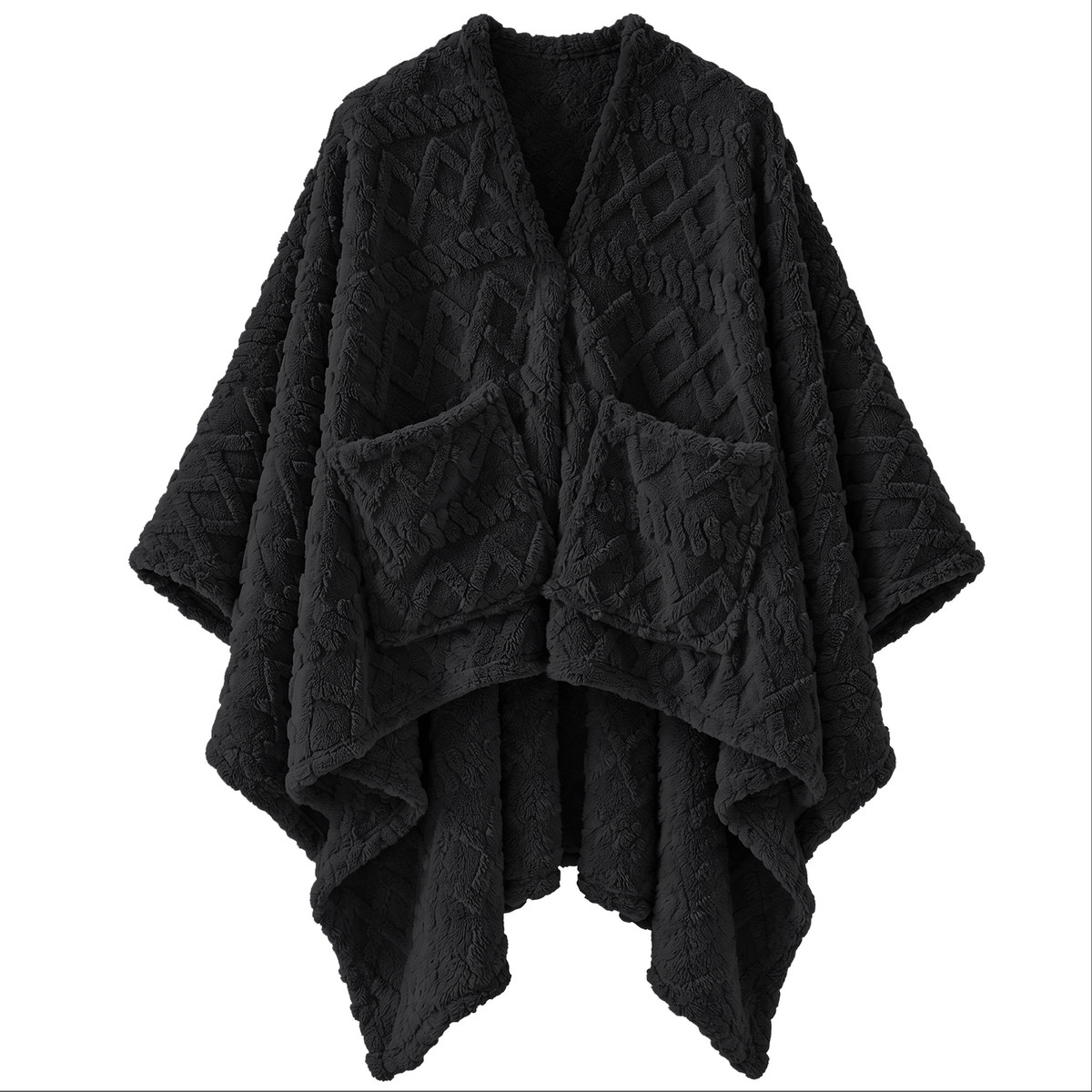 JOLLYVOGUE Wearable Blanket for Adults, Cozy Fleece Poncho with 2 Pockets