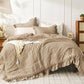 JOLLYVOGUE Comforter Set, 3 Pieces Seersucker Lightweight Oeko-TEX Certified Bedding Set, All Season Fluffy Microfiber Bedding Comforter Set with 1 Ruffle Comforter and 2 Ruffle Pillowshams