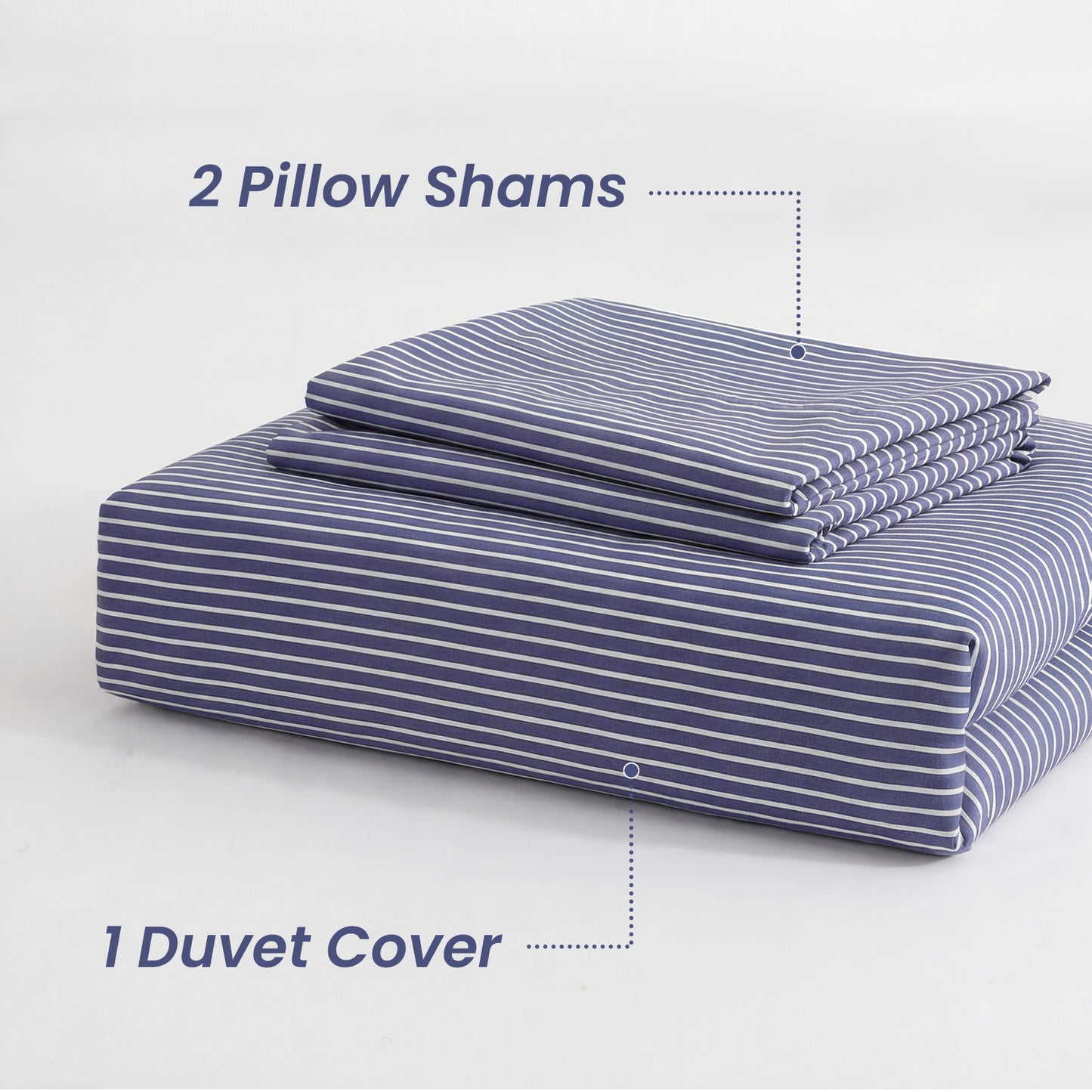 JOLLYVOGUE Queen Size Striped Duvet Cover Set, 3 Pieces Soft Microfiber Bedding with Zipper Closure & 8 Corner Ties