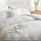 JOLLYVOGUE Queen Size Dark Gray Vertical Striped Duvet Cover Set, 3 Pieces Soft Microfiber Bedding with Zipper Closure & 8 Corner Tie