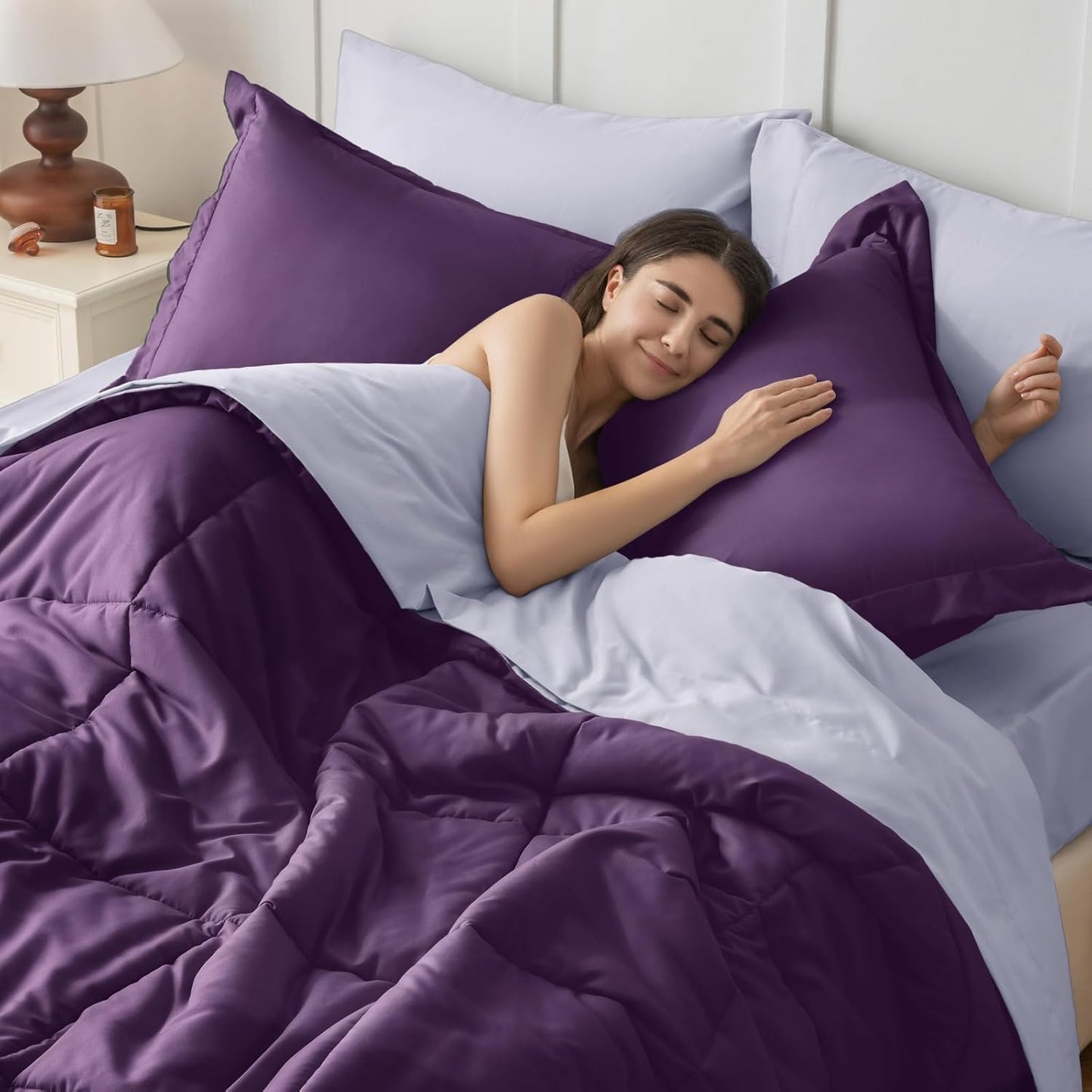 JOLLYVOGUE Bedding Comforter Set, Ultra-Soft Bed in a Bag 7 Pieces, Oeko-TEX Certified Bedding Set with Down Alternative Comforter, Sheets, Pillowcases & Shams