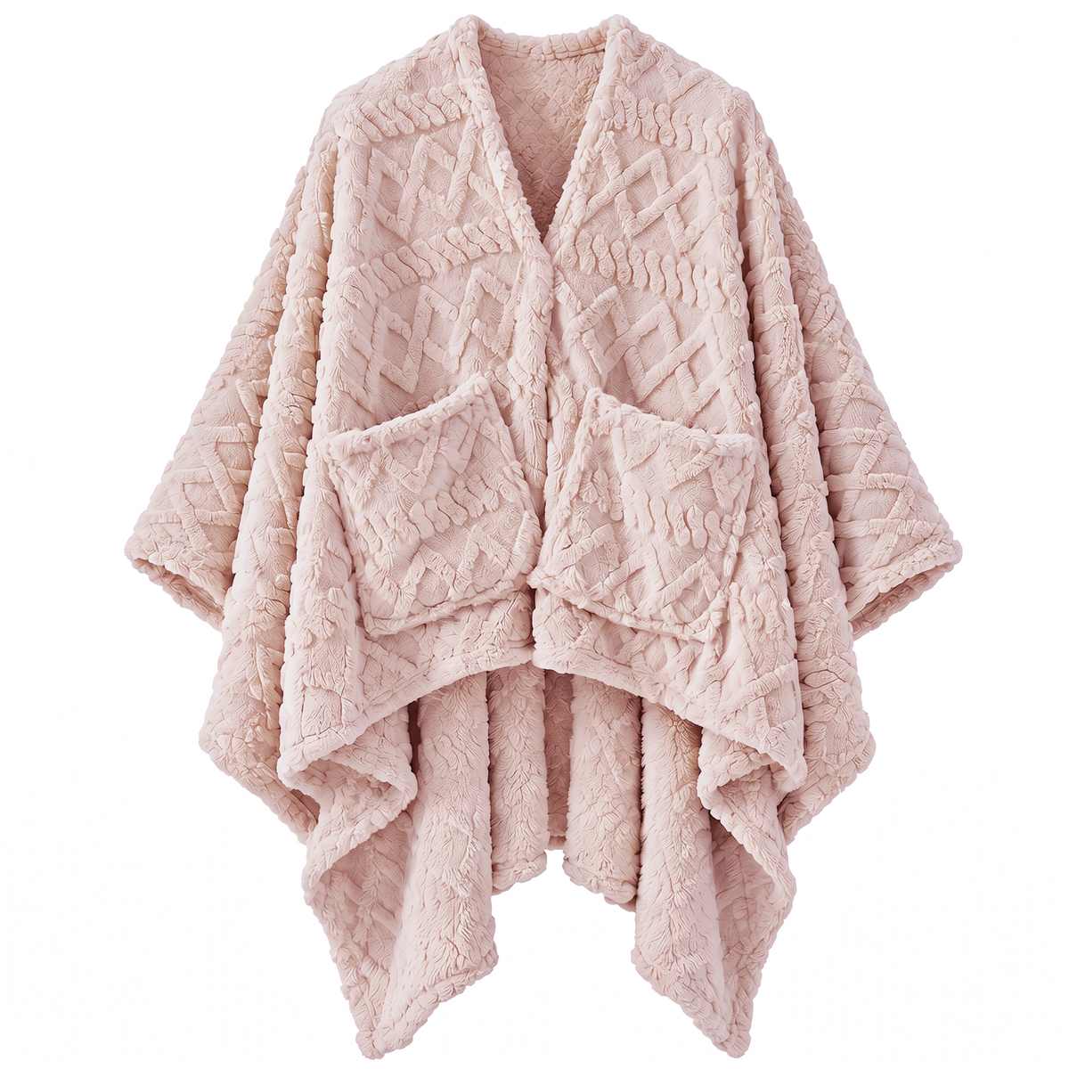 JOLLYVOGUE Wearable Blanket for Adults, Cozy Fleece Poncho with 2 Pockets