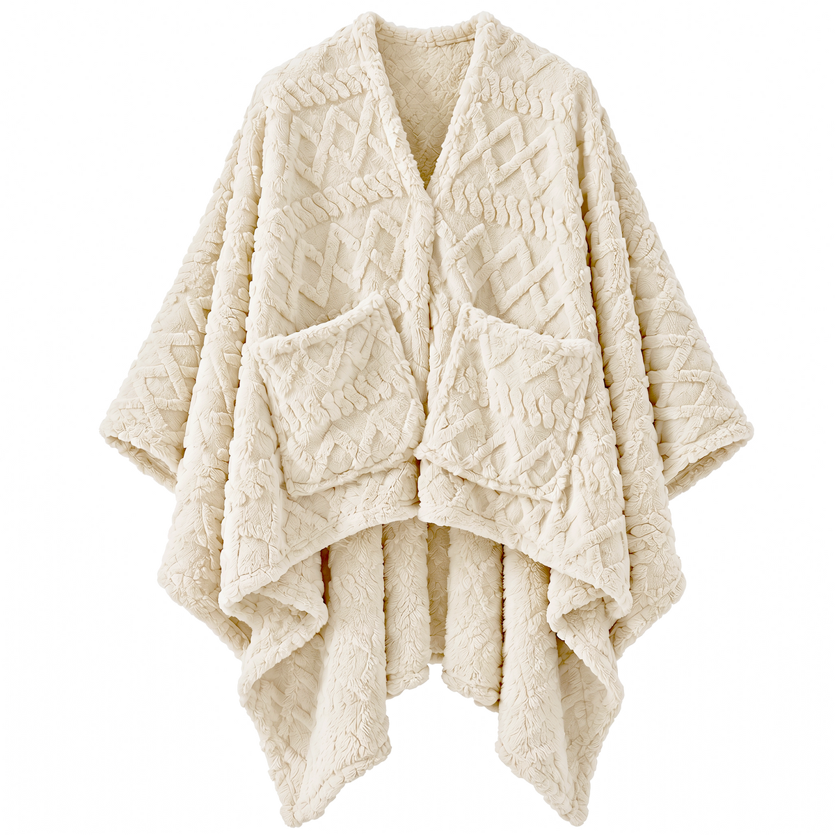 JOLLYVOGUE Wearable Blanket for Adults, Cozy Fleece Poncho with 2 Pockets