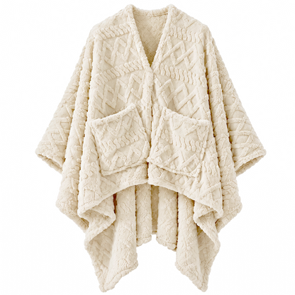 JOLLYVOGUE Wearable Blanket for Adults, Cozy Fleece Poncho with 2 Pockets