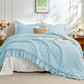 JOLLYVOGUE Comforter Set, 3 Pieces Seersucker Lightweight Oeko-TEX Certified Bedding Set, All Season Fluffy Microfiber Bedding Comforter Set with 1 Ruffle Comforter and 2 Ruffle Pillowshams