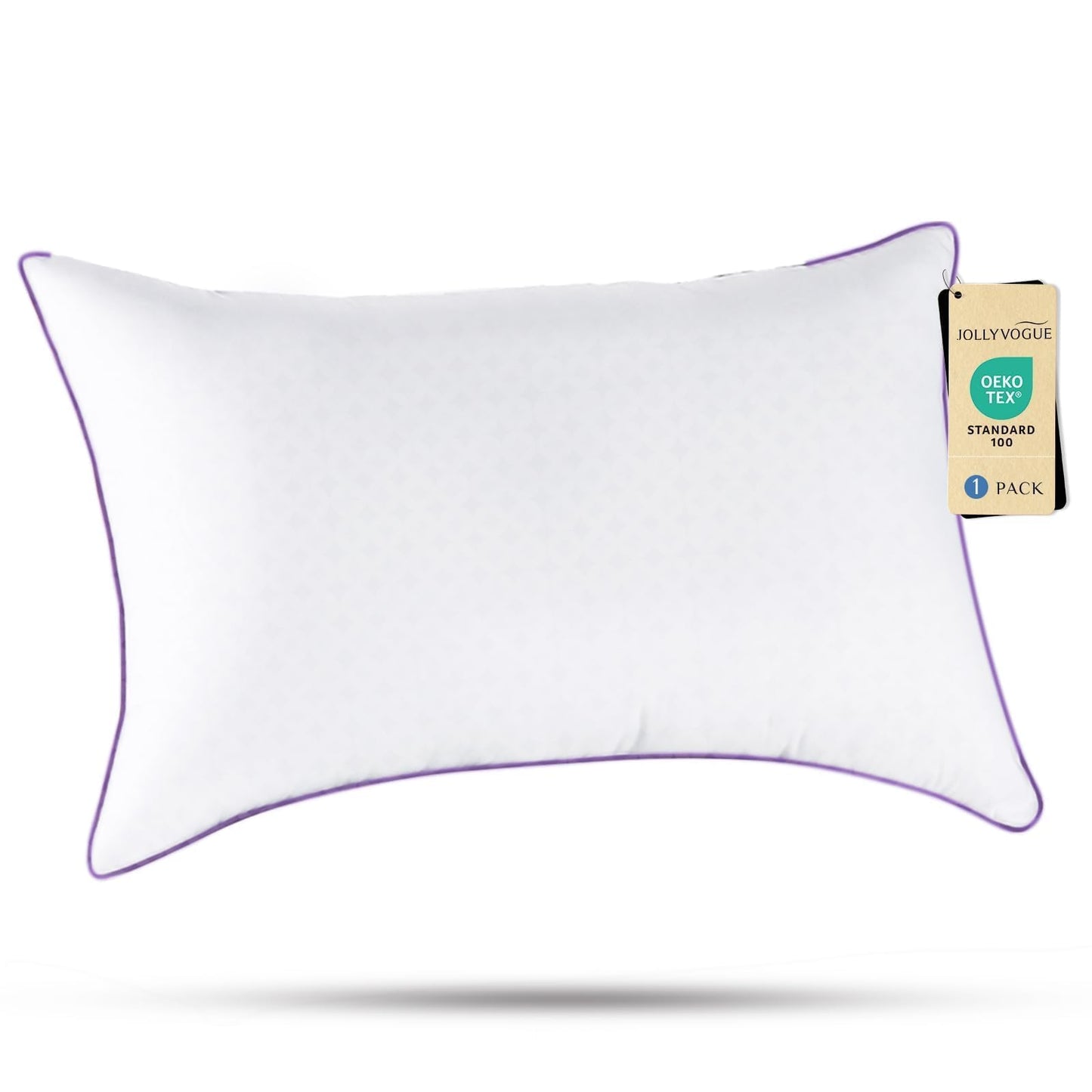 JOLLYVOGUE Pillows Standard Size Set of 1, Washable Supportive Single Bed Pillow with Super Soft Down Alternative Fill, Luxury Fluffy Hotel Quality for Side, Back, and Stomach Sleepers