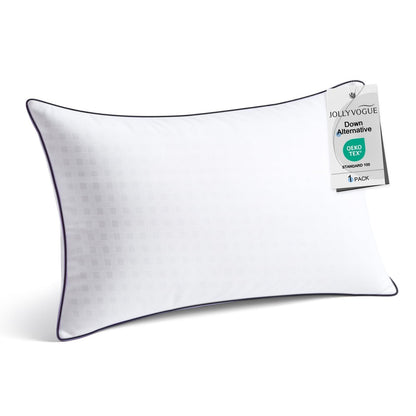 JOLLYVOGUE Pillows Queen Size Set of 2, Hotel Collection Bed Pillows for Side, Back, and Stomach Sleepers, Fluffy and Supportive, Down Alternative Microfiber Filled Sleeping Pillow