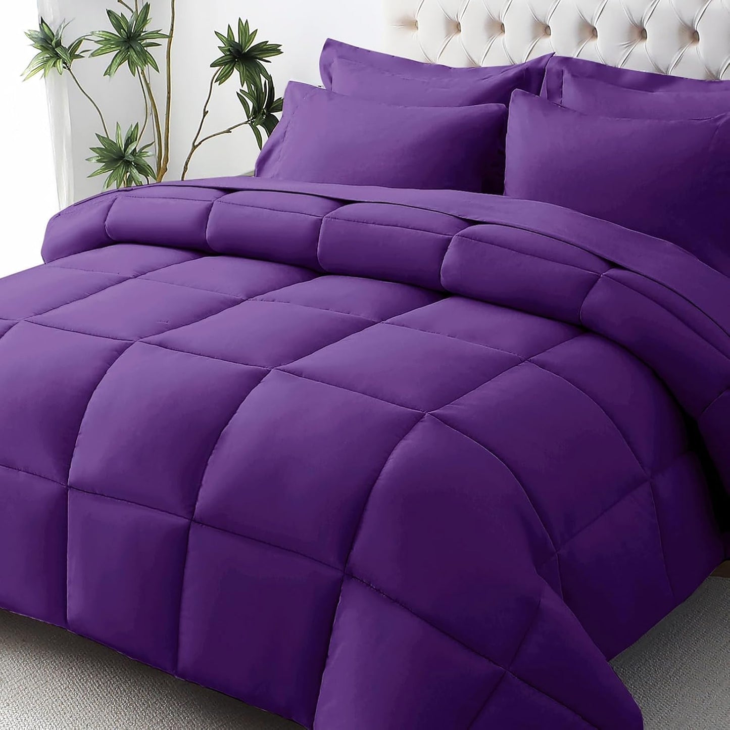 JOLLYVOGUE Bedding Comforter Set, Ultra-Soft Bed in a Bag 7 Pieces, Oeko-TEX Certified Bedding Set with Down Alternative Comforter, Sheets, Pillowcases & Shams