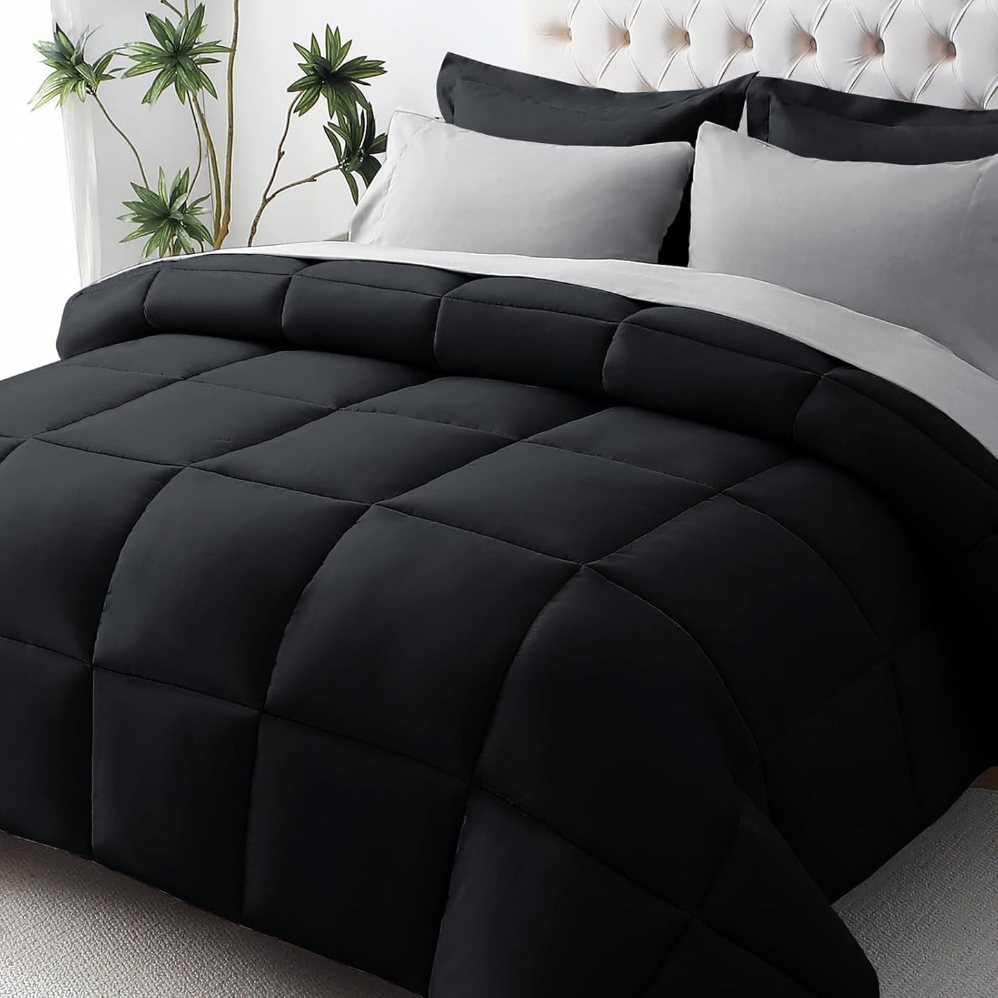 JOLLYVOGUE Bedding Comforter Set, Ultra-Soft Bed in a Bag 7 Pieces, Oeko-TEX Certified Bedding Set with Down Alternative Comforter, Sheets, Pillowcases & Shams