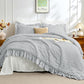 JOLLYVOGUE Comforter Set, 3 Pieces Seersucker Lightweight Oeko-TEX Certified Bedding Set, All Season Fluffy Microfiber Bedding Comforter Set with 1 Ruffle Comforter and 2 Ruffle Pillowshams