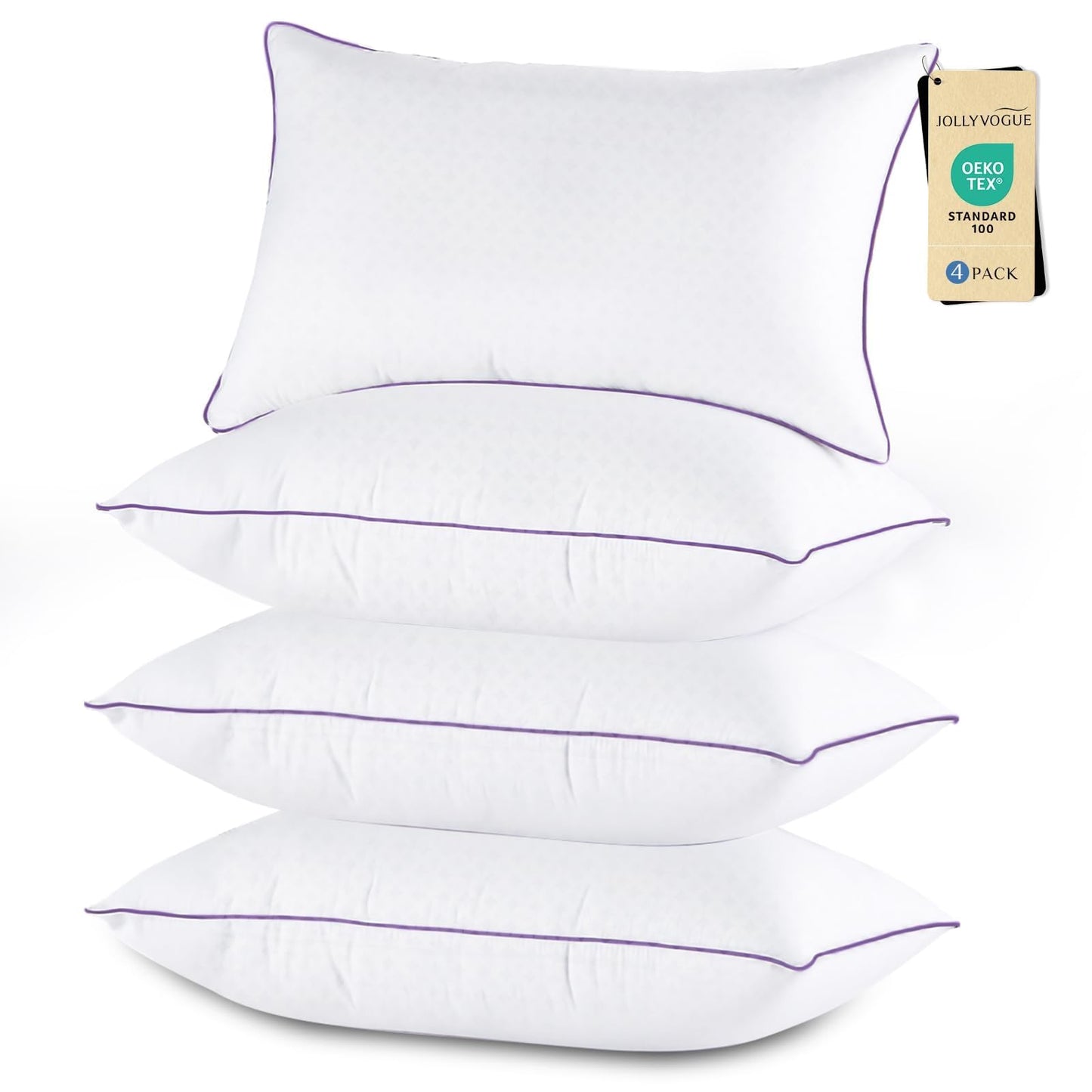JOLLYVOGUE Pillows Standard Size Set of 1, Washable Supportive Single Bed Pillow with Super Soft Down Alternative Fill, Luxury Fluffy Hotel Quality for Side, Back, and Stomach Sleepers