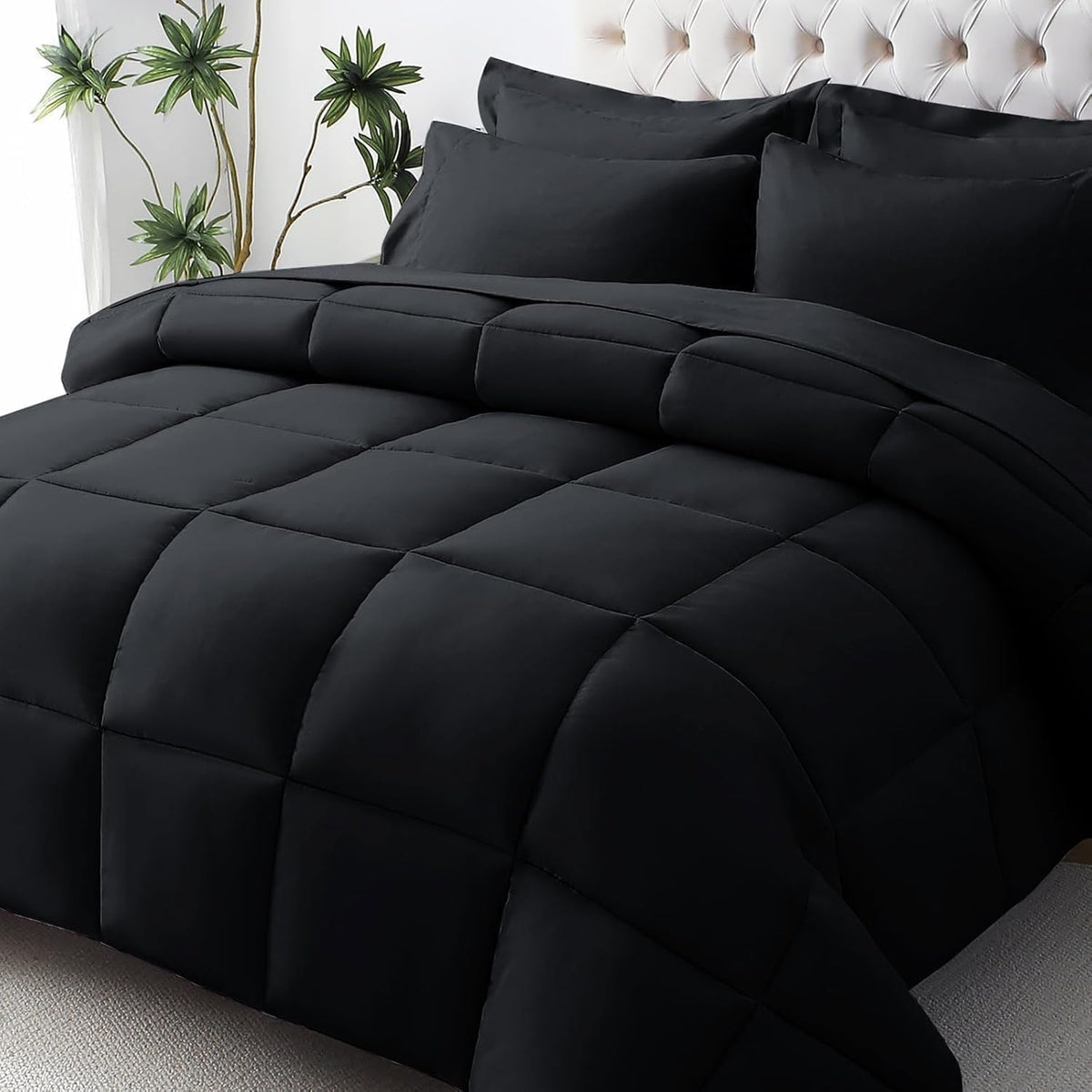 JOLLYVOGUE Twin Comforter Set, Ultra-Soft Bed in a Bag Twin Size 5 Pieces, Oeko-TEX Certified Bedding Set with Down Alternative Comforter, Sheets, Pillowcases & Shams, Dark & Light Grey