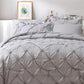 JOLLYVOGUE Comforter Set, Pintuck Light Gray Bed in a Bag Comforter Set for Bedroom, Bedding Comforter Sets with Comforter, Sheets, Bed Skirt, Ruffled Shams & Pillowcases