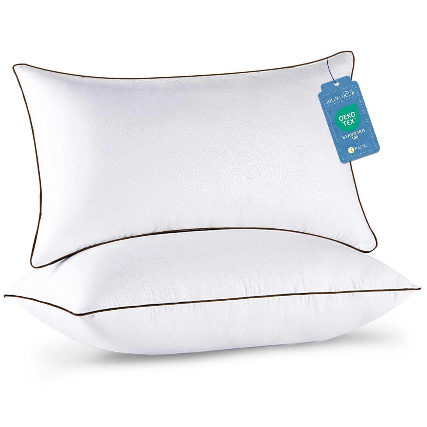 JOLLYVOGUE Bed Pillows Standard Size Set of 4, Cooling and Supportive Full Pillow 4 Pack with Down Alternative Filling for Side and Back Sleepers, Hotel Collection